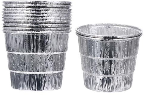 Lurrose Revestimiento de Aluminio Desechable para Barbacoa, 12 Piezas para Cubo de Grasa de Parrilla, Bandeja Galvanizada Resistente a Altas Temperaturas, Accesorios para Limpieza Fácil