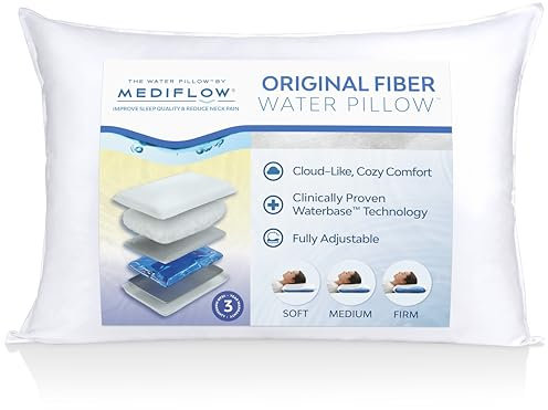 Mediflow Original Fibre Water Pillow – Adjustable Neck Support, Orthopaedic, Waterbase Cushioning – Side, Back & Front Sleepers (Single)