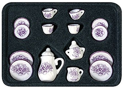 ARTESANÍA LATINA 12685. VAJILLA PORCELANA CARTUJA VIOLETA PARA CASAS DE MUÑECAS