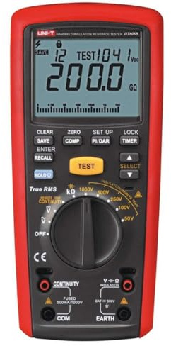 UNI-T UT505B Serie UT505 Mano Tester di Resistenza di Isolamento, 50V/100V/250V/500V/1000V, 1mA