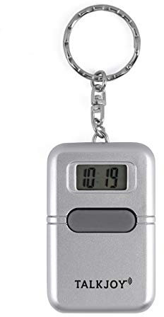 TalkJoy Sprechende Uhr Schlüsselanhänger Uhrzeit Wecker Sprachausgabe Taschenuhr Blindenuhr Demenzuhr Seniorenuhr LCD Digitale Alltagshilfe Sehbehinderte Sprachgestützte Menüführung (DEUTSCH)