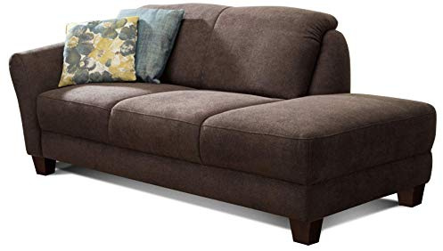 CAVADORE Recamiere Gootlaand / Große Recamiere im Landhausstil / Mit Federkern-Polsterung / Armteil links / 194 x 91 x 84 / Espresso / Füße: Buche antik