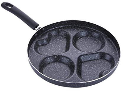 HEMOTON Egg Frying Pan Non Stick Egg Cooker Pot Heart Shaped Swedish Pancake Mini Omelette Skillet Kitchen Breakfast Maker 28cm