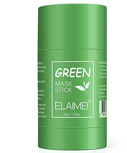 Green Mask Stick, Green Purifying Clay Stick Mask, Deep Cleansing Mask Oil Control Anti-Acne Mask Fine Solid Mask Green Tea Aubergine Blackhead Remover Face Mask Pores Shrink