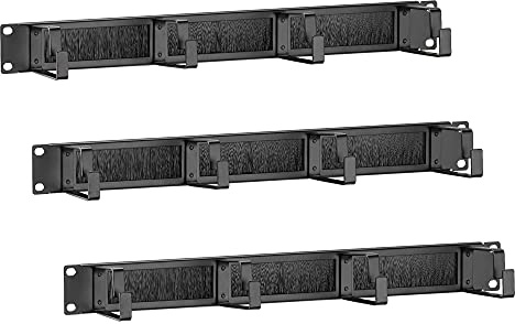 kwmobile Lot 3 organiseurs de câbles 1U 19 - 3 panneaux de câblage horizontal pour rack serveur 485 x 85 x 55mm - 4 anneaux passe-câbles (D-ring)