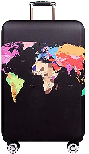 MosaiRudo Thicker Luggage Cover Elastic Suitcase Cover Protector Fits 18-32 Inch Suitcase Travel Accessories (World Map, L)
