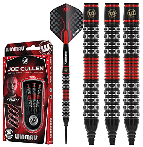 WINMAU Joe Cullen Special Edition 18 Gramm Softip Profi Wolfram Dartpfeile Set mit Flights und Schäfte