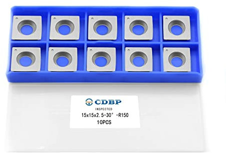 CDBP Inserti quadrati per tornitura del legno 15mm, Carburo di Tungsteno 15×15×2.5mm R150 per Tornio Legno e Pialla CNC, 10pezzi