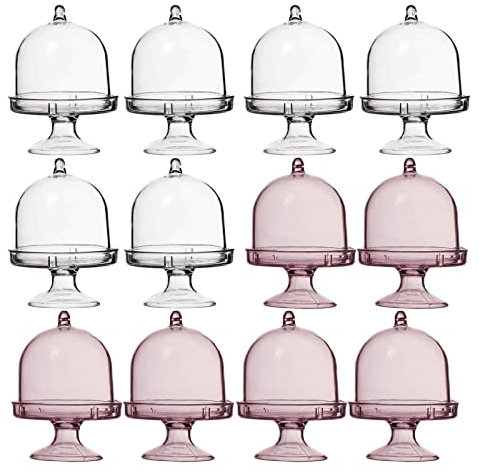 Spldsun 12 Stücke Kuchenglocke, Muffinglocke, Kuchenplatte mit Haube, Käseglocke Kuchen Glasglocke, für Hochzeit Tischdeko Gastgeschenk Box Geburtstag Party Deko