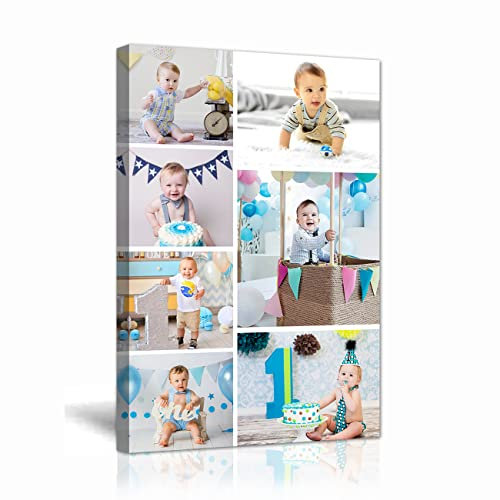 LZIMU Individuelle Leinwanddrucke personalisiertes Leinwandbild mit Ihrem Foto individuelle Collage Fotoleinwand für die Wanddekoration zu Hause(Collagenbild-16(60.00 x 90.00 cms))