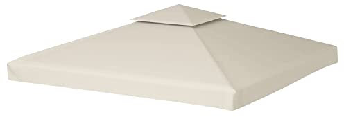 Daromigo Ersatzdach für Pavillon 3x3m Beige Doppeldach Pavillondach Wasserdicht Pavillon Ersatzbezug UV-Schutz Gartenpavillon Ersatzdach
