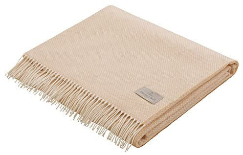 Villeroy & Boch® Fransenplaid Narama Indian Summer I leichte Wohndecke aus Baumwollmischgewebe | beiges Plaid in 140x190cm I Öko-Tex I Fransendecke mit dezentem Strukturmuster