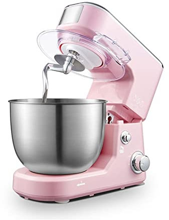 Stand Mixer with 5L Bowl Kitchen Electric Food Processor Mixer for Kitchen Baking Cake Ice Cream Food Beater Low Noise Design (Color : Pink)