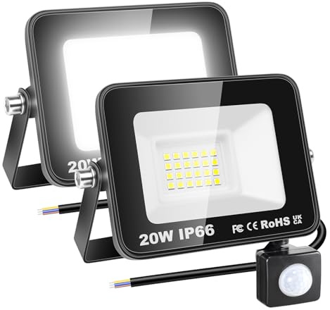 RIGIDON 2x 20W 2000lm faretto con pir sensore di movimento, proiettori led