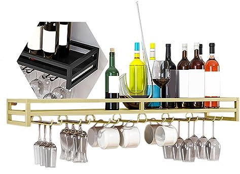 LIGUOYI Eisen Weinglashalter, Glashalter Wand Regal Platzsparend Weinglasregal Leicht Zu Montieren Weinregal Glashalter Wand Regal 60/80/100CM, Kann In Der Küche Bar Gläserhalterung Hängend