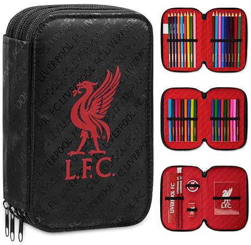 Liverpool FC Federmäppchen Jungen, Gefülltes Dreifach Mäppchen - Fussball Geschenke Jungen