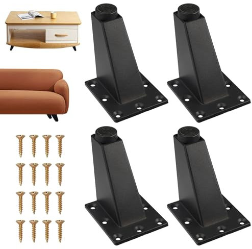 Pieds de Table Meuble Canapé, 4 Pièces Aluminium Pied de Table Basse, 0-5mm Pied Reglable pour Meuble, 8cm/3.15in Pied Canapé, Triangulaires Pied pour Meuble, pour Canapé Table Armoires étagères