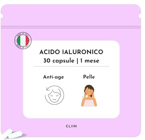 Acido Ialuronico Compresse Integratore, Made in Italy 30 compresse, Azione Pelle anti-età e anti-rughe, Idrata e Ringiovanisci, Lifting Naturale Viso CLIIN®