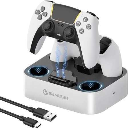 GameSir Station de chargement pour manette PS5, double station de chargement compatible avec la manette sans fil PS5 DualSense Edge, indicateur LED, support de charge rapide pour manettes PS5