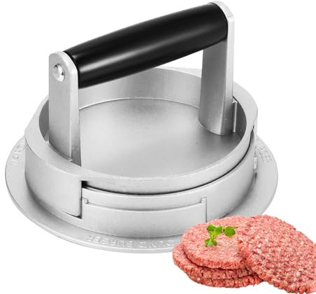 Marstey Burger Press, Adjustable for 3 Different Patty Sizes: 1/4, 1/3 and 1/2 Pounder, Non-Stick Meat Patty Hamburger Maker, 14cm, Aluminum Alloy, for BBQ Grill