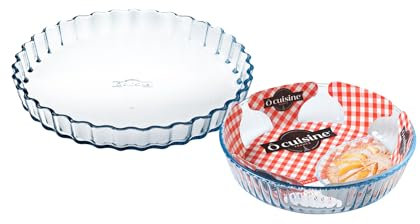 Ocuisine Ôcuisine® Deep Flan & Flan Dishes Set 26cm & 27cm Pack of 2 Glass Extreme Resistance | Oven Safe - Freezer Safe - Microwave Safe | Borosilicate Glass | Made in France, 913S630/WB41