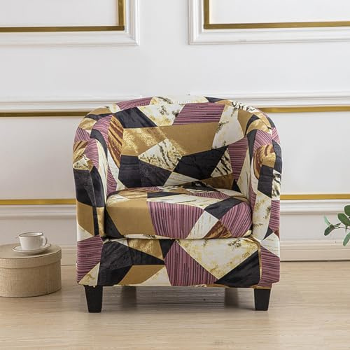 Surwin Sesselbezug Sesselschoner mit Elastisch Stretch Husse, Geometrischdruck Sesselüberwurf Universal Chair Schonbezug Sofabezug für Clubsessel Lounge, Cocktailsessel (Lila Gold,One Size)