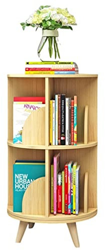 Drehbares Bücherregal, 360 Grad, für Kinder, komplett aus Massivholz, lackfrei, Umweltschutz, drehbares Bücherregal, 360 Grad Bücherregal (braun, 46 x 77 cm)