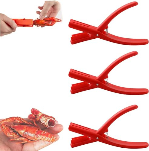 Crawfish Peeler, Crawfish Sheller Tool, Crawfish Sheller for Peeling Cooked Shrimp Tails 3PCS (Red)
