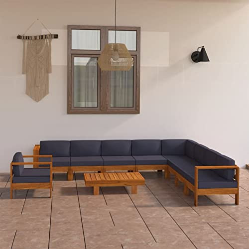 Juroupi 10-TLG. Garten-Lounge-Set mit Dunkelgrauen Auflagen BalkonmöBel Set Lounge MöBel Outdoor Garten Lounge Outdoor MöBel Akazienholz - 3057963