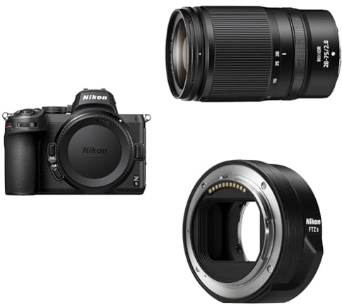 Nikon Z 5, Appareil Photo Numérique Hybride Plein Format Taille Unique + Objectif NIKKOR Z 28-75mm f/2.8 pour Hybride Z Noir + Bague d'adaptation FTZ II JMA905DA Noir