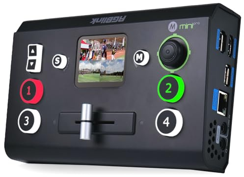 RGBlink Mini Pro V3 - Commutateur de signal HDMI 4K - Noir - Compact et facile à transporter - Enregistrement USB 2.0 à une clé - Écran LCD et écran tactile - Entrée HDMI 2.0 - Streaming sous forme de