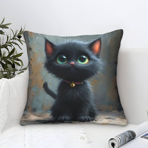 UNRXJZLVM Niedliche Katze Kissenbezug 1er Set Kissenbezüge Wohnzimmer Kissenhülle Sofakissen Waschbar Kopfkissenbezug Für Sofa Schlafzimmer Couch Outdoor Zierkissen 40x40cm