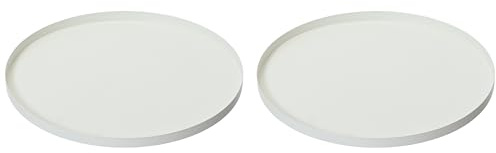 Kaemingk Dekoratives Tablett Rund 30-35cm Metall Matt 2er Set - Zum Servieren & Dekorieren Robust - Serviertablett Dekoschale Dekotablett - Skandinavisch Schlicht Dekoteller Home Decor - Weiß