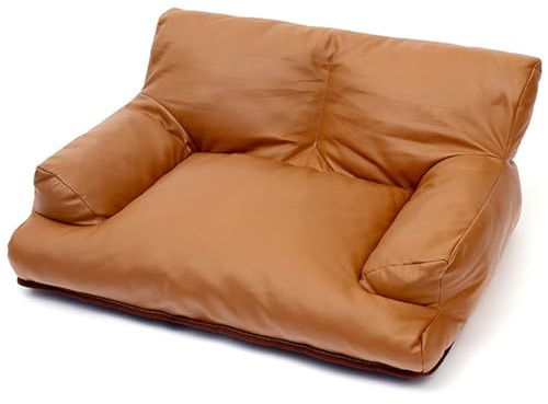 RUYICZB Hundebetten Haustier Sofa Leder Hundebett Haustier Weiches Sofa Hundesessel Für Kleine Mittlere Hunde Haustiermöbel Katzenbetten Mit Anti-Rutsch-Boden,Braun,M