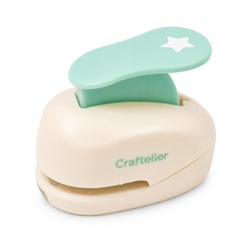 Craftelier - Motivstanzer Stern 3/8 (0,95 cm) für Papier und Karton | 0,95 cm Durchmesser, für Scrapbooking und Bastelarbeiten, mit Auffangbehälter, präzise Ausschnitte, Größe 5 x 3 x 4,5 cm