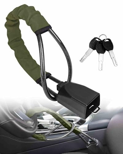 ZHAODG Lenkradkralle, für VW Transporter T6 2015-2023 Lenkradschloss für Auto,Diebstahlsicherung Auto, Sicherheitsgurtschloss, Universelle, 3 Schlüssel,C-Green