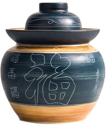 BDMRY Chinese Ceramic Pickle Jar With Lids,Kimchi Containers, Fermentation Jar, Fermentation Jars Ceramic Pots, Sealed Fermentation Jars With Lids, Sauerkraut Crock A-5L