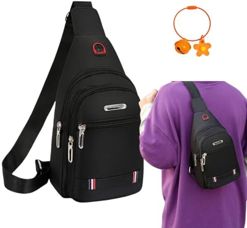 Dyiouxin Brusttasche,Sling Bag Herren,Sling Crossbody Bag,Tagesrucksack mit Kopfhörerloch,Wasserfest Umhängetasche Herren,für Radfahren,Wandern und Kurztrips,Multifunktionale