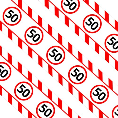 DazzJoy Absperrband 50 Geburtstag Deko, Verkehrsschild Deko 50. Geburtstag Mann Frau, 15m Absperrband Geburtstagsdeko 50, Banner Deko 50 Geburtstags Frauen Männer, 50 Jahre Jubiläum Party Geschenk