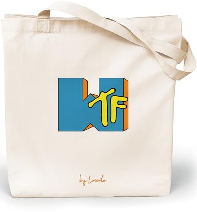 Loxato Jutebeutel Lustig Bedruckt - Stofftasche - Einkaufstasche Damen | Stoffbeutel, Baumwolltasche 100%, Lustige Sprüche, Lange Henkel, Tragetasche, Wiederverwendbar, 35x42x8cm