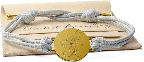 Unikat Branding Armband personalisiert mit Gravur, verstellbar | Verstellbares Armband mit gravierter Edelstahlplatte, Geschenk für Paare und Glücksbringer, Samtsäckchen inklusive