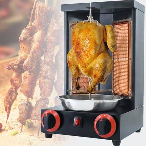 Parrilla De Acero Inoxidable Giratoria Para Pollo, Máquina Para Hacer Brochetas Domésticas, Máquina Eléctrica Para Kebab, Asador De Carne, Parrilla Sin Humo, Rotación De 360°,Black-DoubleKnob