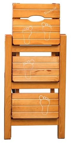 OZBME Escabeau Pliant en Bois à 3 marches, capacité de Charge de 150 kg, antidérapant, Design Compact pour Cuisine, Maison, Bureau, bibliothèque