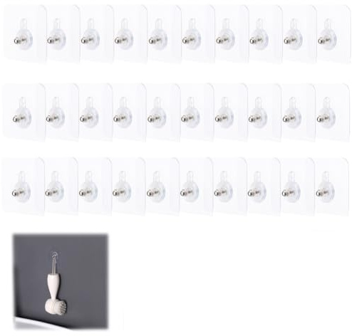 30 Stück Klebeschrauben Extra Stark,5.5cm×5.5cm Klebe Schrauben Klebehaken,Transparente Stanzfreies Klebenagel,Klebeschraube für Küchenutensilien,Spiegel,Bilder,Poster,Fotos,Dekorative und Gemälde