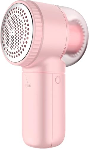 Fabric Shaver, Electric Lint Remover with 3 Speeds 6 Leaf Blades Digital LED Display to Remove Pilling for Clothes and Furniture (Pink)