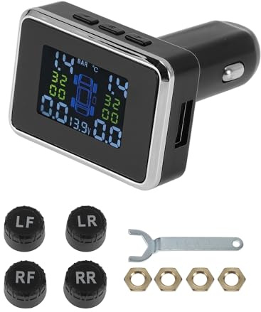 Hihaha Cigarette Lighter TPMS Tire Pressure Monitoring System 433MHZ 1 Set | Tire Pressure Sensor Kit, 1 Set, Universal, for most Car SUV Pickup Truck RV