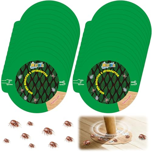 Mysora 24 trappole per cimici da letto e intercettore, discreto, colore rovere classico, blocca l'accesso delle cimici ai letti/futon/divani, per pavimenti duri, nuova versione aggiornata più facile
