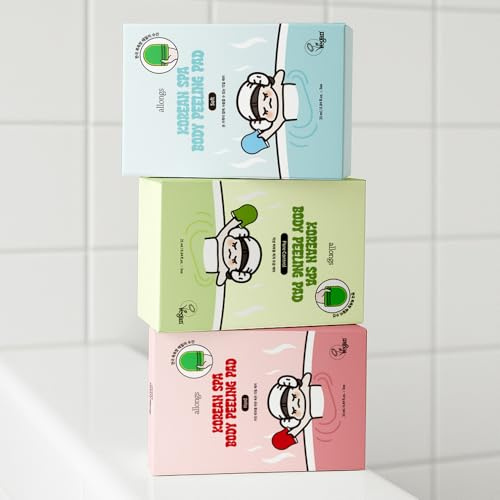 allong Korean Exfoliating Body Peeling Pads – Exfoliating Mitt for Face&Body Glove for Shower KP Bump Eraser, Gentle Spa-Like Exfoliation Double-Sided Textured Pads, Single-Use, 1 Month Supply