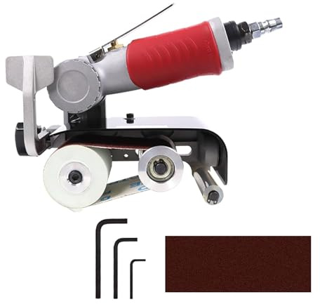 Levigatrice pneumatica a nastro, levigatrice ad aria portatile da 7000 giri/min, con fascia 60 x 260 mm e angolo regolabile per lucidatura di legno e metallo