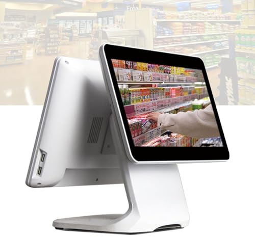 Ankewuei Double écran tactile pour caisse enregistreuse, systèmes de point de vente, moniteur de caisse enregistreuse de 15,6, processeur N2930, 4 Go de RAM, 64 Go SSD, pour la vente au détail, la